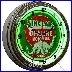 16 Sinclair Opaline Motor Oil Sign Neon Clock Garage Man Cave Decor (Green)