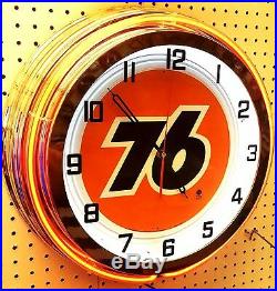 18 UNION 76 Gasoline Motor Oil Gas Station Sign Double Neon Clock