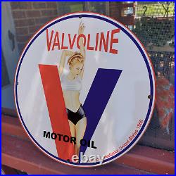 1866 Valvoline Motor Oil Porcelain Gas & Oil Station Garage Man Cave Sign