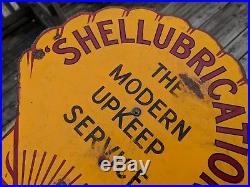 1920 Shell Motor Oil Gasoline Porcelain Diecut Sign Heavy Early Rare