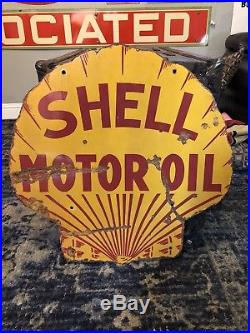 1920's Rare, Porcelain SHELL MOTOR OIL Sign, 100 Percent Authentic