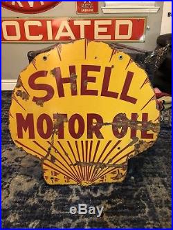 1920's Rare, Porcelain SHELL MOTOR OIL Sign, 100 Percent Authentic