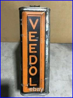 1920's Veedol Early Slim can motor oil one gallon automobile garage tin sign