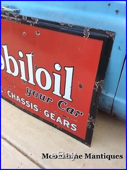 1920s Mobiloil MOBIL Motor Oil / Lubricants Porcelain Sign Gas & Oil