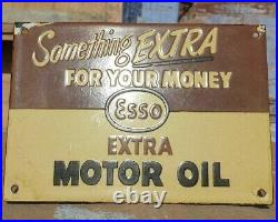1930's Old Antique Vintage Rare ESSO Motor Oil Ad. Porcelain Enamel Sign Board