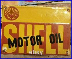 1930's Old Antique Vintage Rare Shell Motor Oil Adv. Porcelain Enamel Sign Board