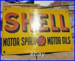 1930's Old Antique Vintage Shell Motor Spirit & Oil Porcelain Enamel Sign Board