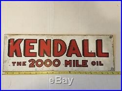 1930's Original Kendall 2000 Mile Motor Oil can Display Rack SIGN metal 20
