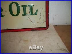 1930's SINCLAIR OPALINE MOTOR OIL Can Embosed Tin Sign 20 X 12 Elwood Myers Co
