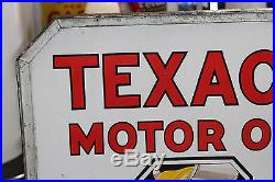 1930's Texaco Motor Oil double-sided porcelain service station curb sign