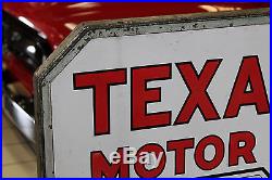 1930's Texaco Motor Oil double-sided porcelain service station curb sign