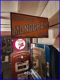 1930s Monogram Motor Oil Advertising Flange Sign