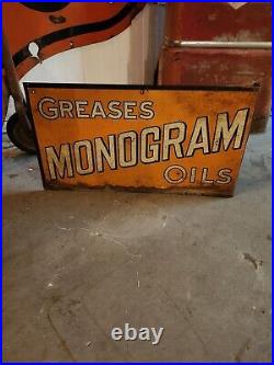 1930s Monogram Motor Oil Advertising Flange Sign