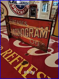 1930s Monogram Motor Oil Advertising Flange Sign