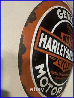 1930s Pre War Harley Davidson Motor Oil Advertising Porcelain Sign