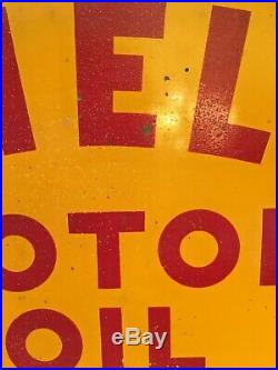 1930s SHELL Motor Oil Clamshell Flange Die Cut Collectible Advertising Sign
