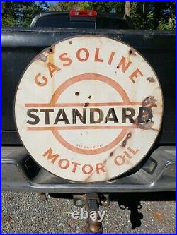 1930s Standard Motor Oil Gasoline Sign. 30in. Porcelain. Double Sided