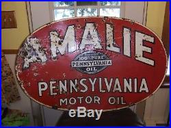 1933 Amalie Pennsylvania Motor Oil Porcelain Rare Sign