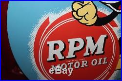 1939 Original RPM Motor oil Mickey Mouse Disney Advertising Tin Sign 24 N. O. S
