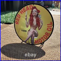 1940 Red Head Motor Oil Gas & Oil Station Garage Man Cave Sign