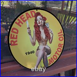 1940 Red Head Motor Oil Gas & Oil Station Garage Man Cave Sign