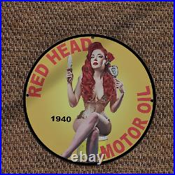 1940 Red Head Motor Oil Gas & Oil Station Garage Man Cave Sign