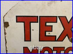 1940's Texaco Motor Oil Clean Clear Golden Porcelain Sign Approx 30x30