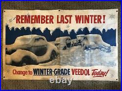 1940s Veedol Motor Oil Banner Remember Last Winter! Advertising Sign RARE
