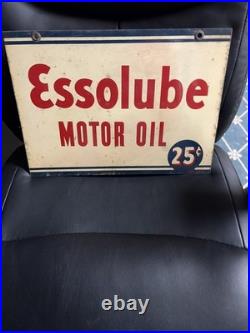 1942 Essolube Motor Oil Double Sided Sign Rare
