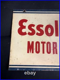 1942 Essolube Motor Oil Double Sided Sign Rare