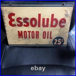1942 Essolube Motor Oil Double Sided Sign Rare