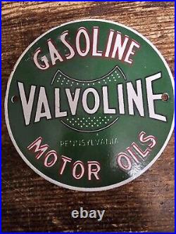 1950's Vintage Valvoline Gas Station Motor Oil Porcelain Sign