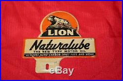 1950s Lion Motor Oil Naturalube License Plate Topper