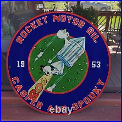 1953 Rocket Motor Oil Casper & Spooky Gas & Oil Station Garage Man Cave Sign