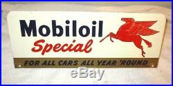 1954 Mobiloil Special Motor Oil Rack Sign Nice Shiny Enamal Paint