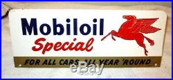 1954 Mobiloil Special Motor Oil Rack Sign Nice Shiny Enamal Paint
