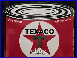 1956 Texaco Motor Oil Gasoline Porcelain Gas Pump Sign 11 X 8 Heavy Sign