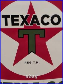 1956 Texaco Motor Oil Gasoline Porcelain Gas Pump Sign 11 X 8 Heavy Sign