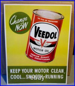 1958 Vintage Veedol Motor Oil Can Display Sign-flying A-nos-18 Gas Station 1958 Vintage Veedol Motor Oil Can Display Sign-flying A-nos-18 Gas Station