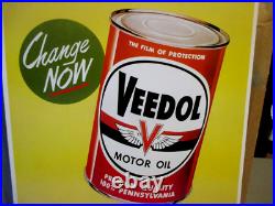 1958 Vintage Veedol Motor Oil Can Display Sign-flying A-nos-18 Gas Station 1958 Vintage Veedol Motor Oil Can Display Sign-flying A-nos-18 Gas Station