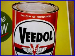 1958 Vintage Veedol Motor Oil Can Display Sign-flying A-nos-18 Gas Station 1958 Vintage Veedol Motor Oil Can Display Sign-flying A-nos-18 Gas Station
