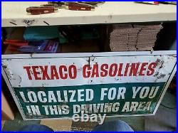 1960'S HEAVY OLD TEXACO GASOLINE MOTOR OIL STATION METAL SIGN 42 x22.5
