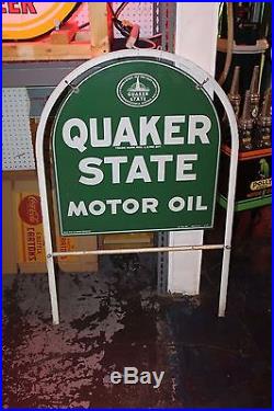 1960's Quaker State Motor Oil Double Sided Metal Sign