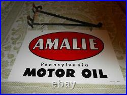 1963 Amalie Motor Oil Swing Sign And Bracket New Old Stock Oil & Gas