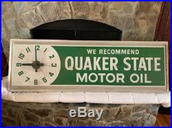1973 Dualite Quaker State Motor Oil Lighted Clock Very Large Advertising Sign 6