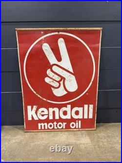1980s Vintage Double Sided KENDAL Motor Oil Metal Sign 19.5in by 26in