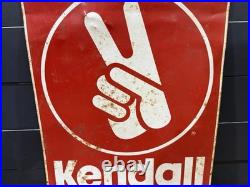 1980s Vintage Double Sided KENDAL Motor Oil Metal Sign 19.5in by 26in