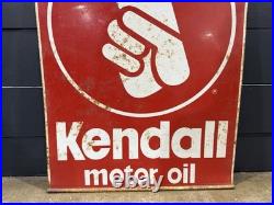 1980s Vintage Double Sided KENDAL Motor Oil Metal Sign 19.5in by 26in