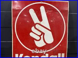1980s Vintage Double Sided KENDAL Motor Oil Metal Sign 19.5in by 26in