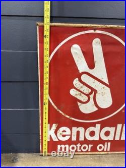 1980s Vintage Double Sided KENDAL Motor Oil Metal Sign 19.5in by 26in